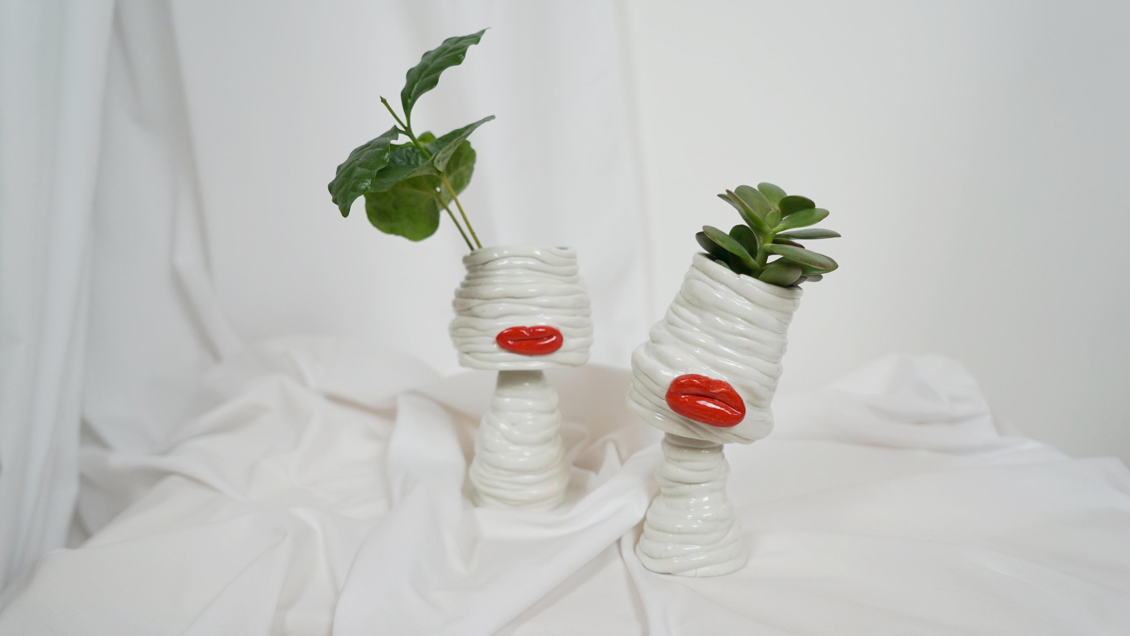 Spanish Lips Flower Pot Duo by artist - designer Hania Jneid  For Sale