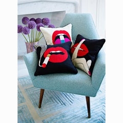 Lips ‘Full Dose’ Needlepoint Throw Pillow