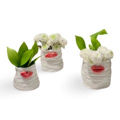 Lips Planter in White porcelain by artist - designer Hania Jneid