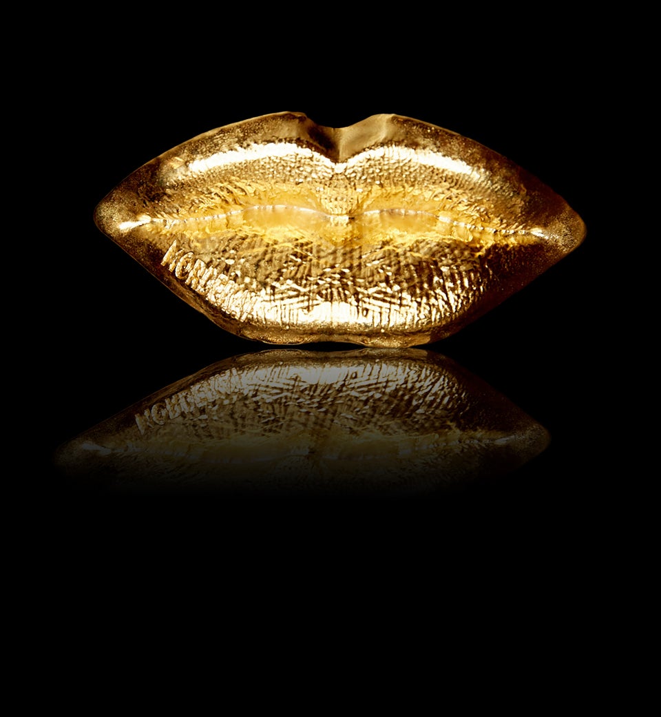 Whisper. Shout. Kiss. The lips are one of the sexiest features of the face. Available in 24k yellow gold, white gold, and rose gold finish on 3d printed brass lips and baroque ring. Make everyone kiss your lips! (Ring)

