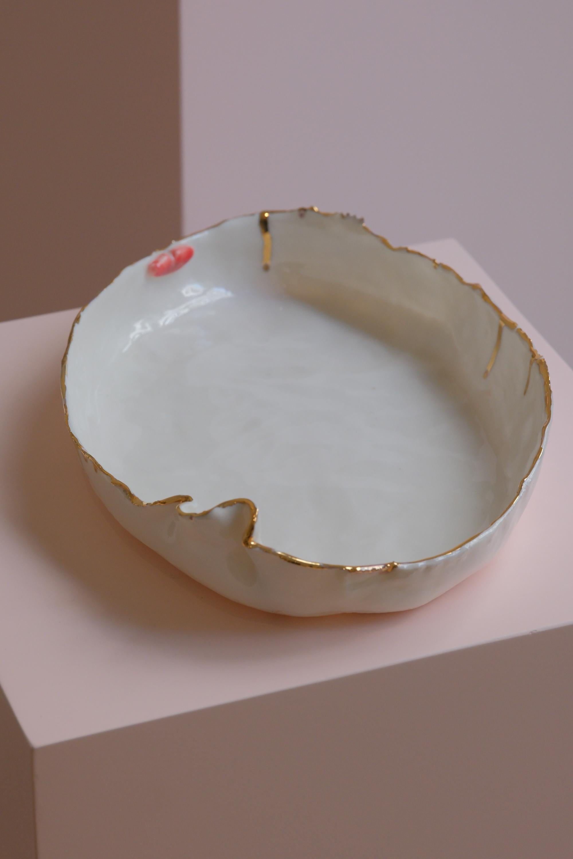 Hand-Crafted Lips Serving Plater in White Porcelain by Hania Jneid For Sale