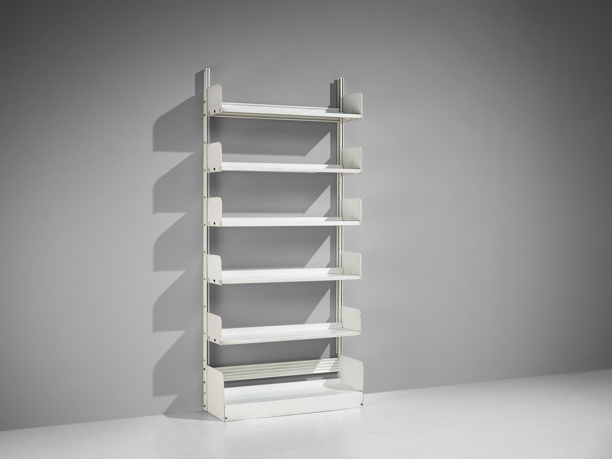 white steel bookcase