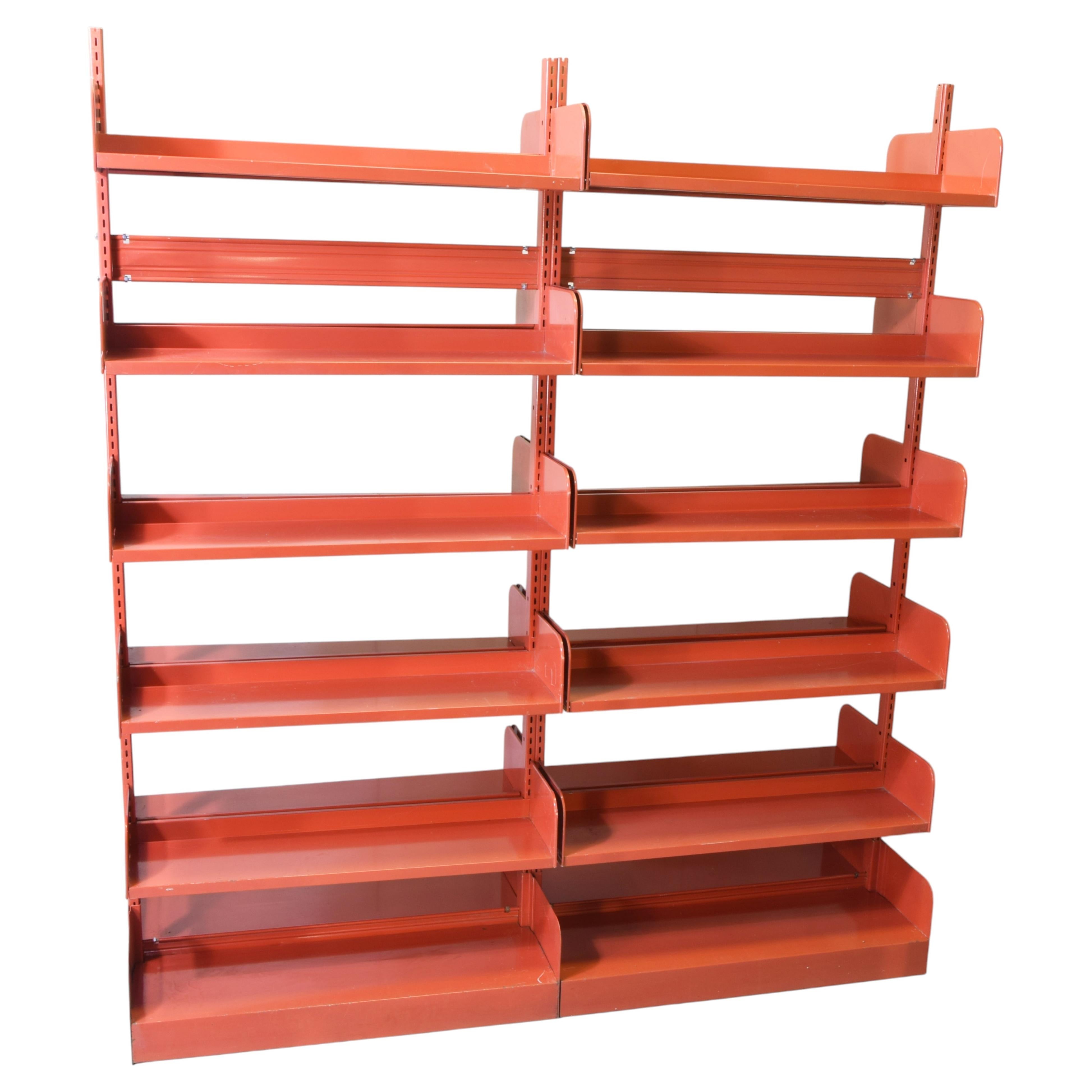 Mid-Century Modern Bookcase in Red Metal, Lips Vago Style, Italy, 1974