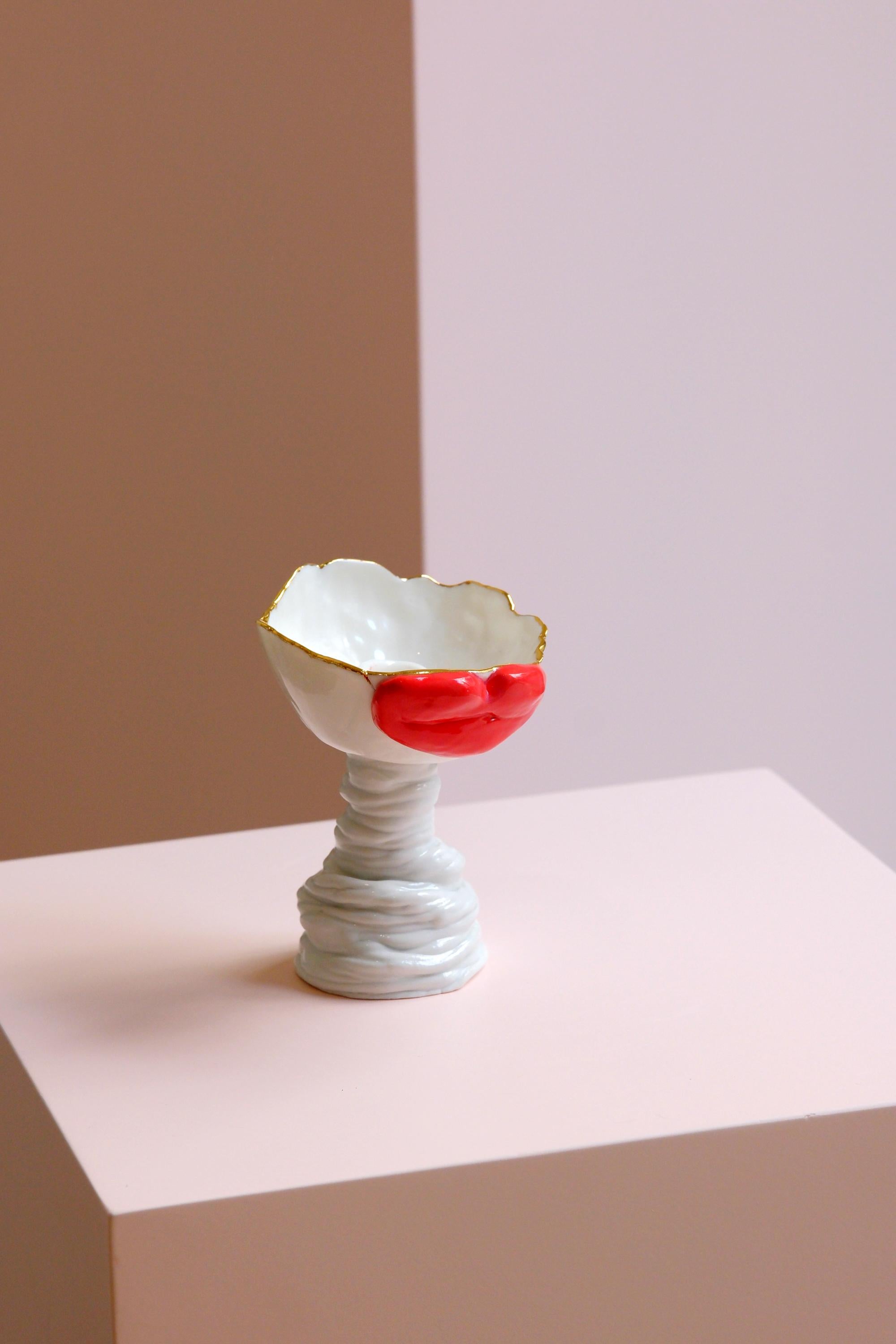 Spanish Lips Candle Holder in Fine Porcelain by Hania Jneid For Sale