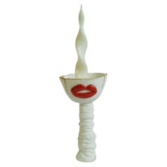 Lips White Candle Holder by Hania Jneid