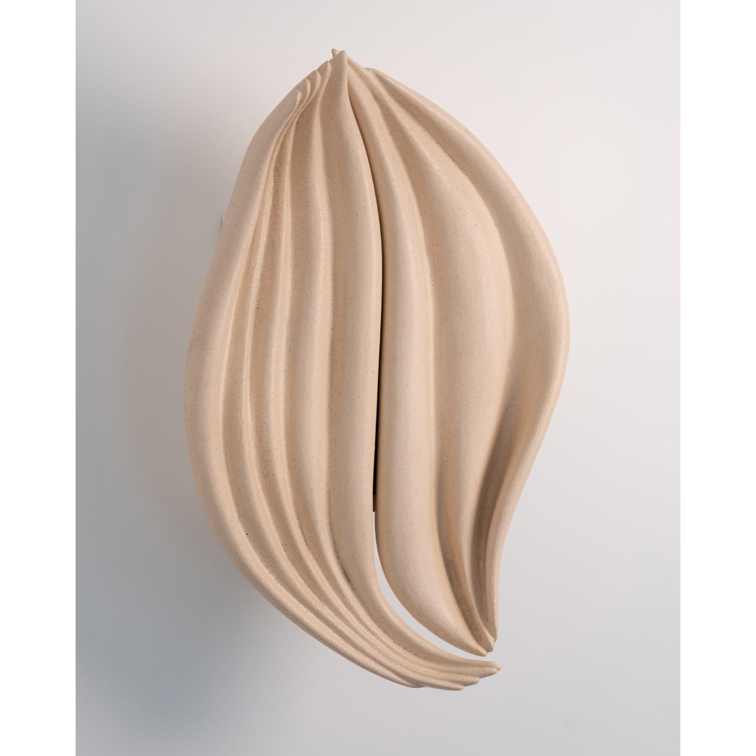Organic Wave Form Sculptural Soft Beige Ceramic Sconce by Elsa Foulon For Sale 3