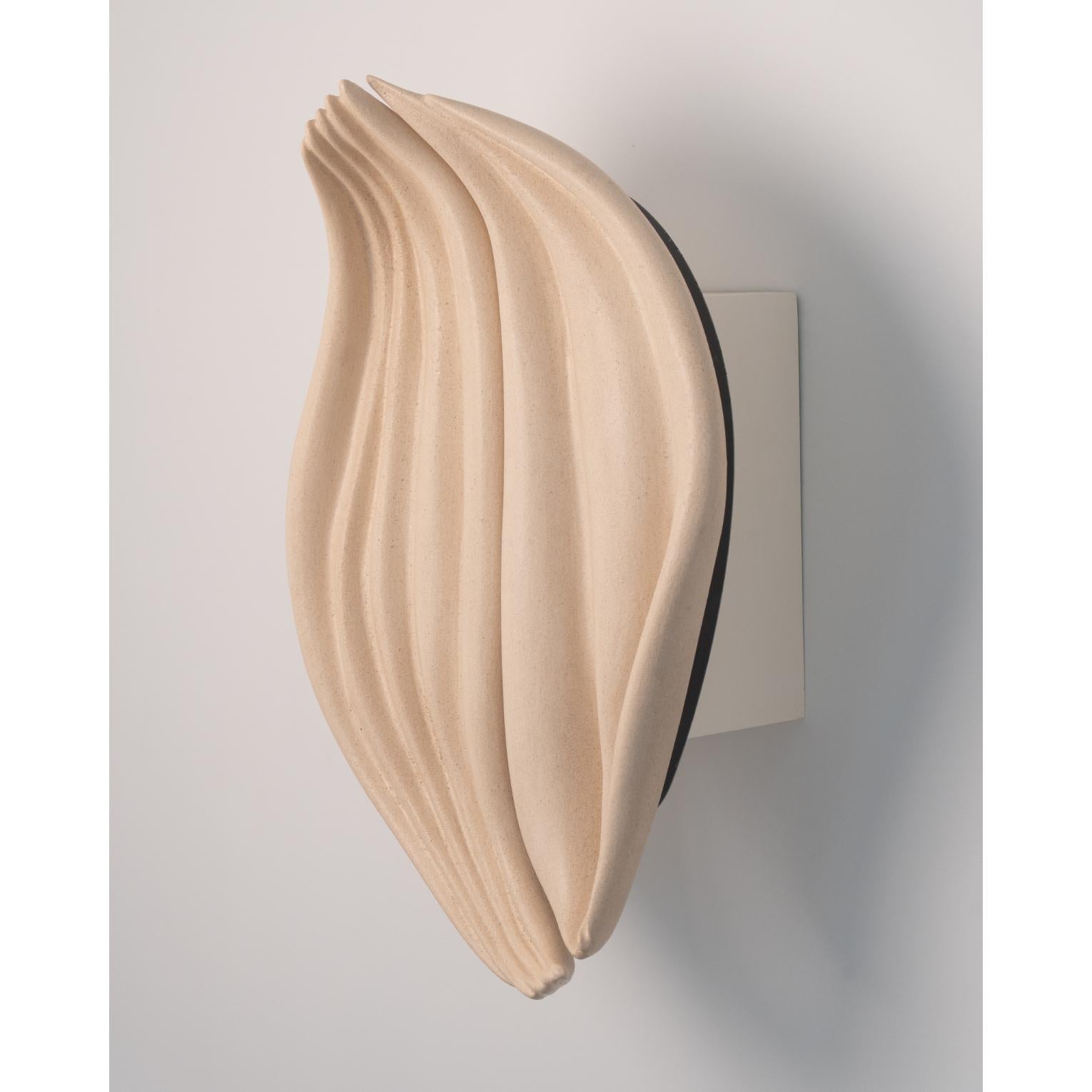 Organic Wave Form Sculptural Soft Beige Ceramic Sconce by Elsa Foulon For Sale 6