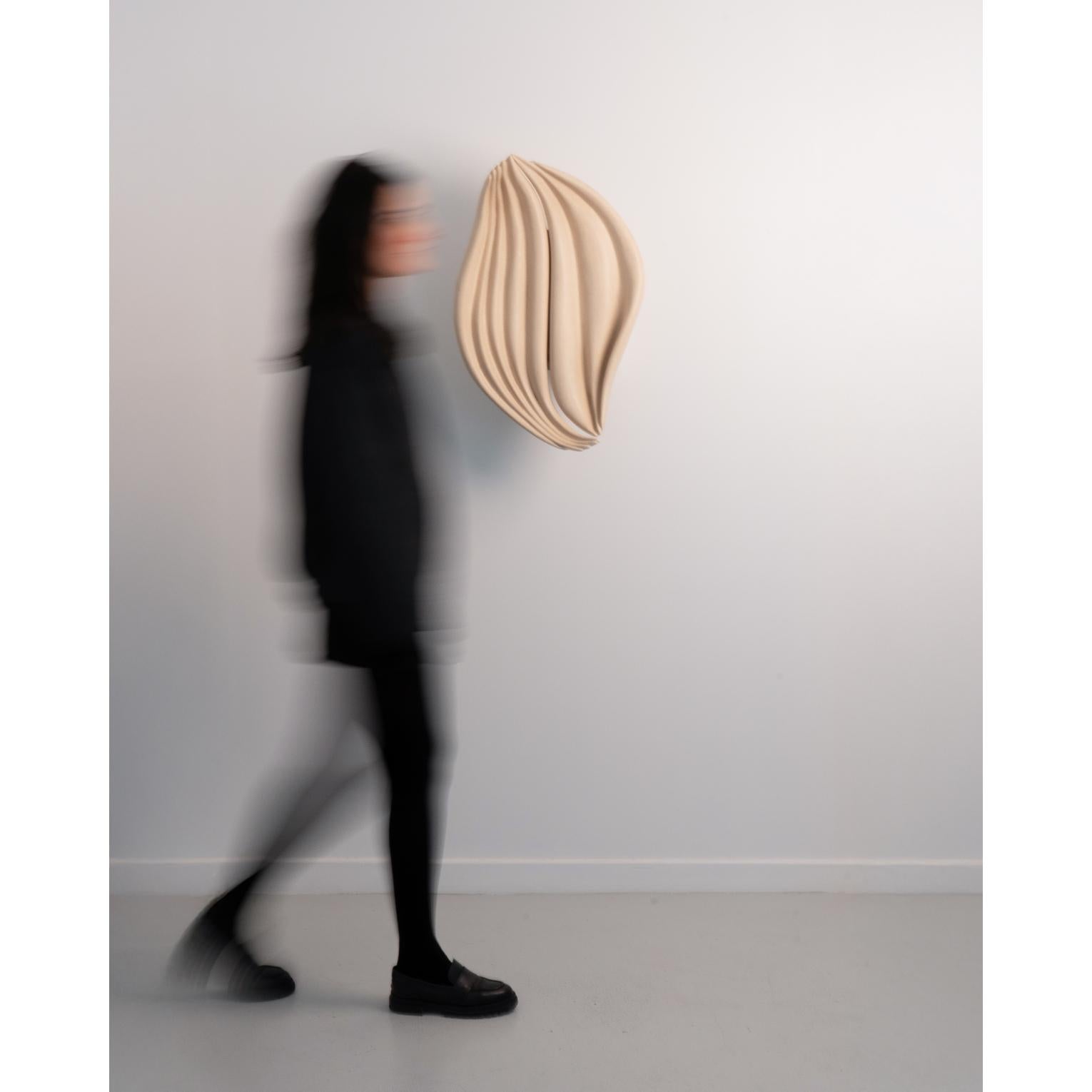 Organic Wave Form Sculptural Soft Beige Ceramic Sconce by Elsa Foulon For Sale 9