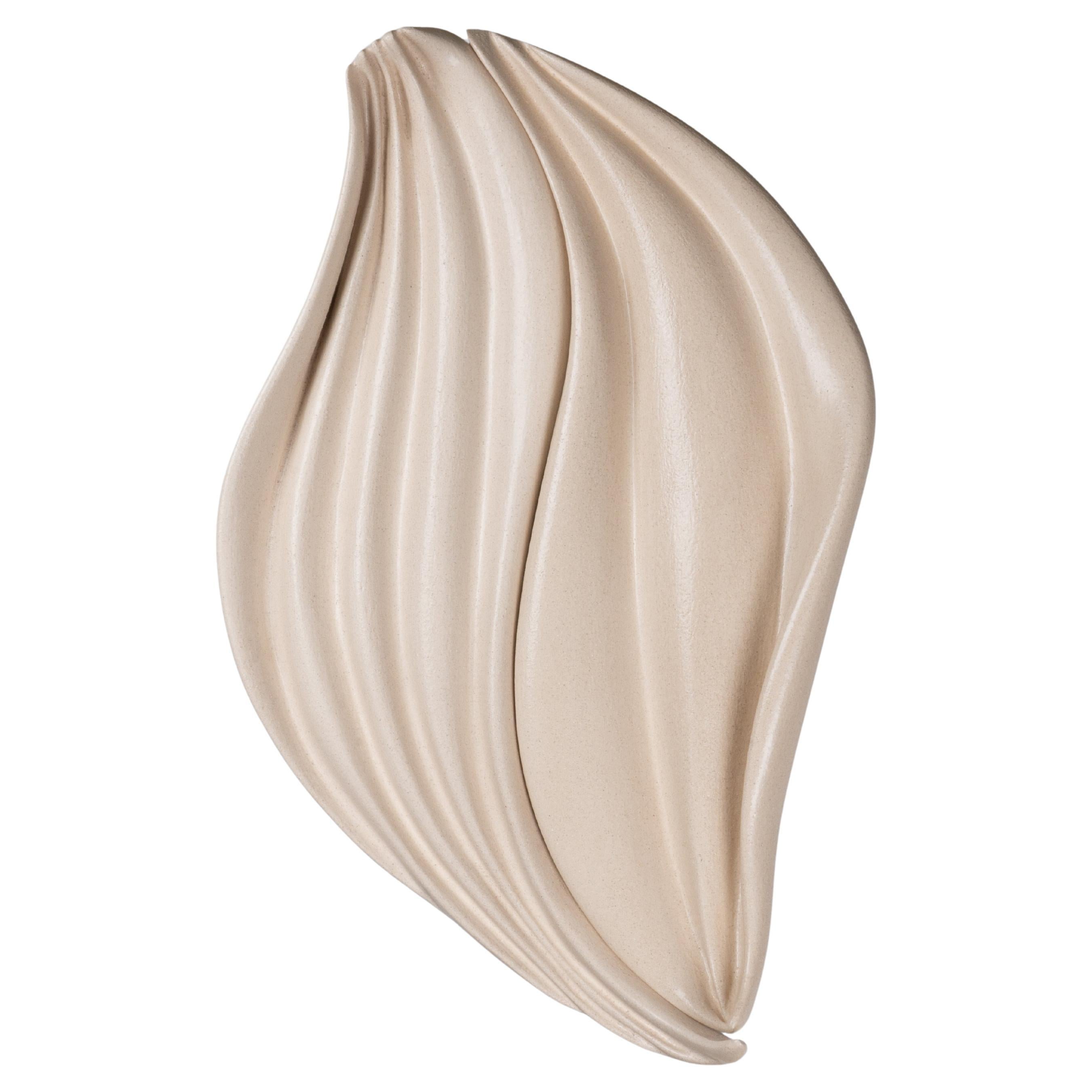 Organic Wave Form Sculptural Soft Beige Ceramic Sconce by Elsa Foulon