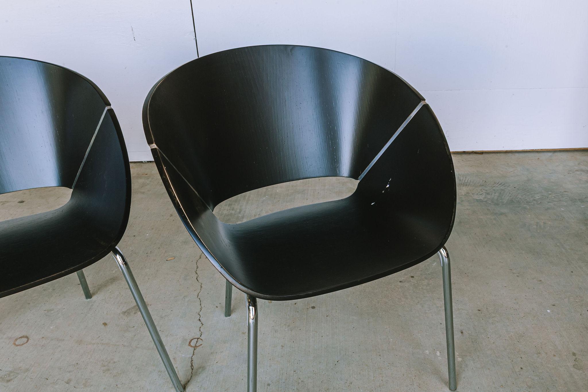 Esszimmerstühle mit Lippenstiften von Wolfgang C.R. Mezger aus gebogenem Sperrholz, 6-teilig (Moderne der Mitte des Jahrhunderts) im Angebot