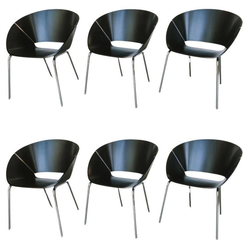 Lipse Dining Chairs by Wolfgang C.R. Mezger in Bent Plywood, Set of 6