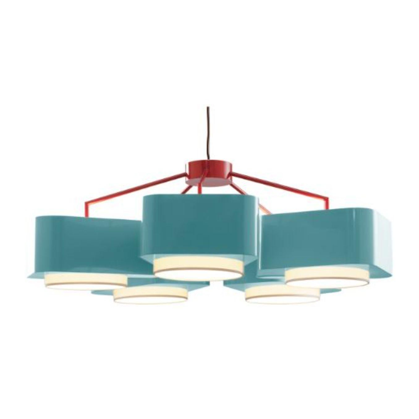 Lipstick and Salmon Carousel Suspension Lamp by Dooq In New Condition For Sale In Geneve, CH
