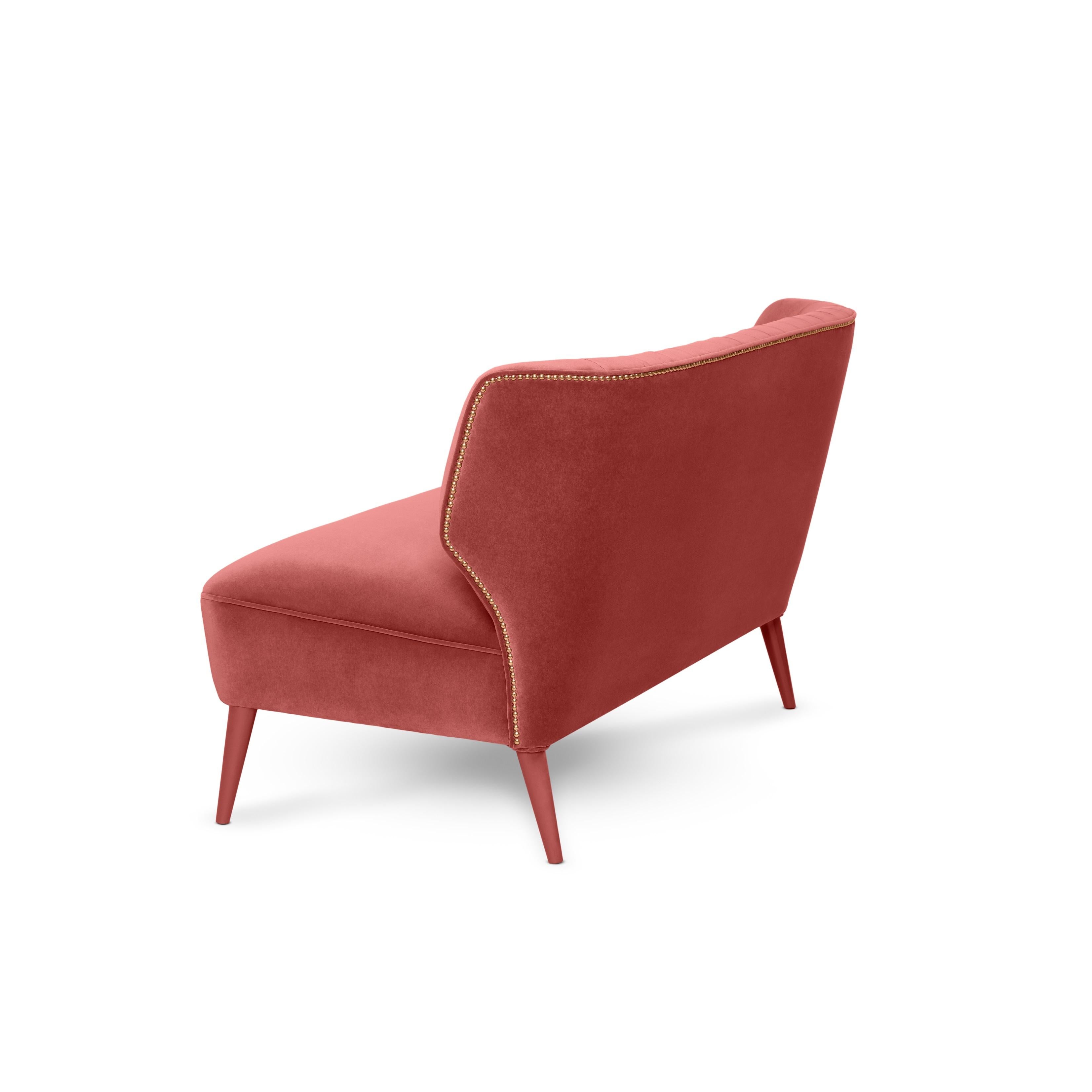 Art Déco Divano Lipstick Art Deco Design con tappezzeria verticale a pieghe a mano in vendita
