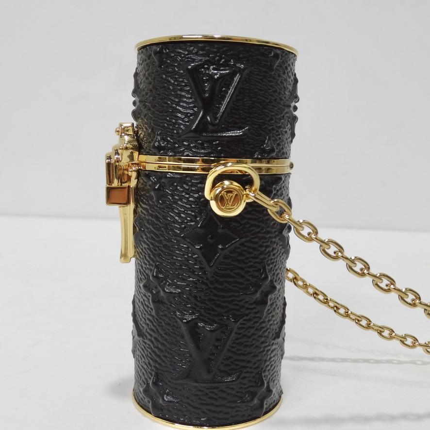 Women's or Men's Louis Vuitton Lipstick Case on Chain Embossed Monogram Midnight Canvas For Sale