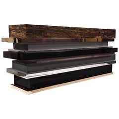 Lippenstift Konsole 'Bronze, Edelstahl, Nussbaumholz, Ziriciote, Lack' von Hudson