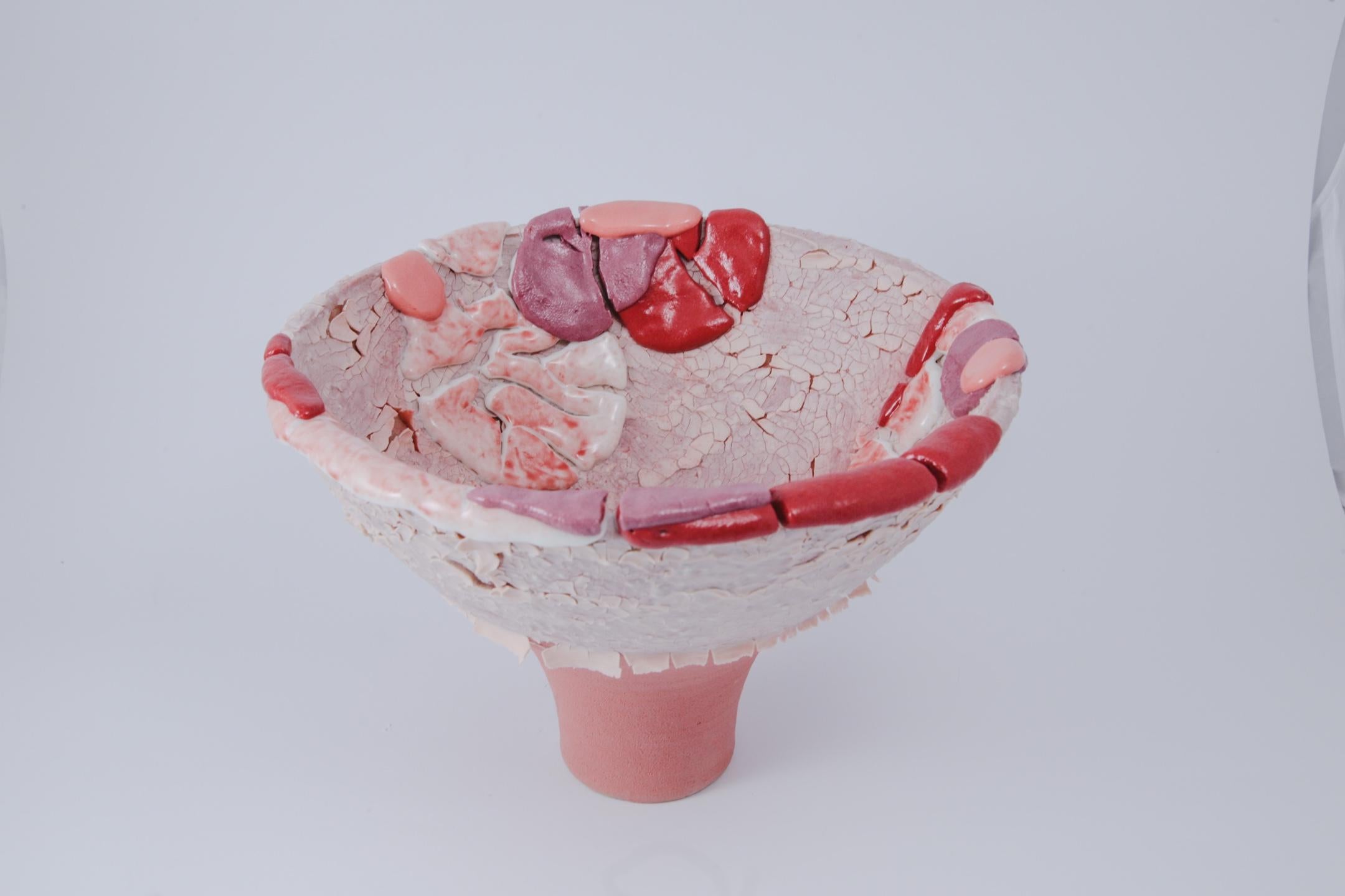 Lipstick Lucie Bowl by Arina Antonova, 2021
Dimensions: H 20 x D 29 cm
Materials: stoneware, porcelain, glaze

Born in Sewastopol (Crimea), I was surrounded by the natural variety of the coastal Black Sea views with rocky beaches and picturesque