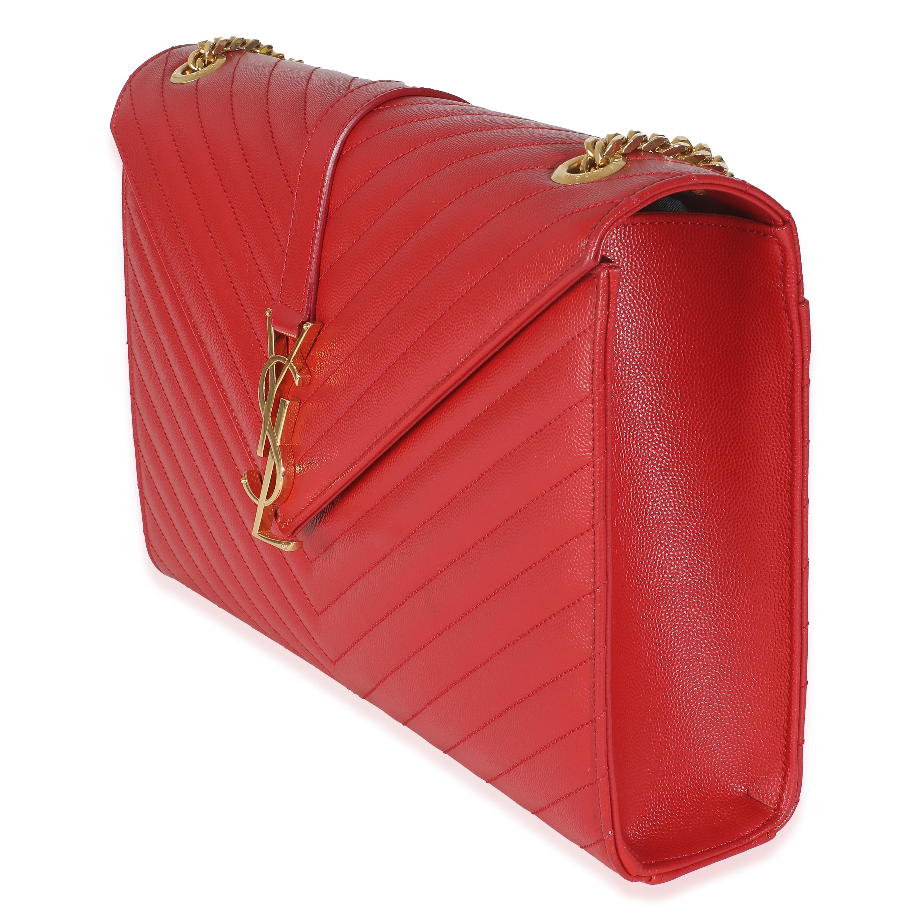 Women's or Men's Lipstick Red Grain De Poudre Large Envelope Flap For Sale