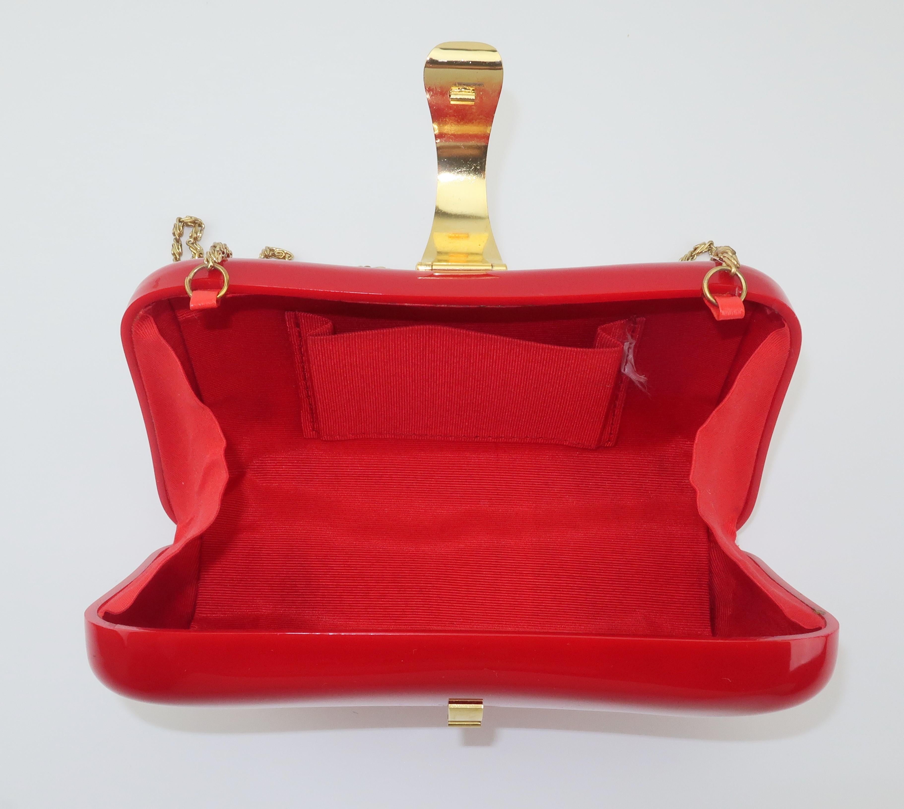 Lipstick Red Lucite Box Handbag, 1980's 6