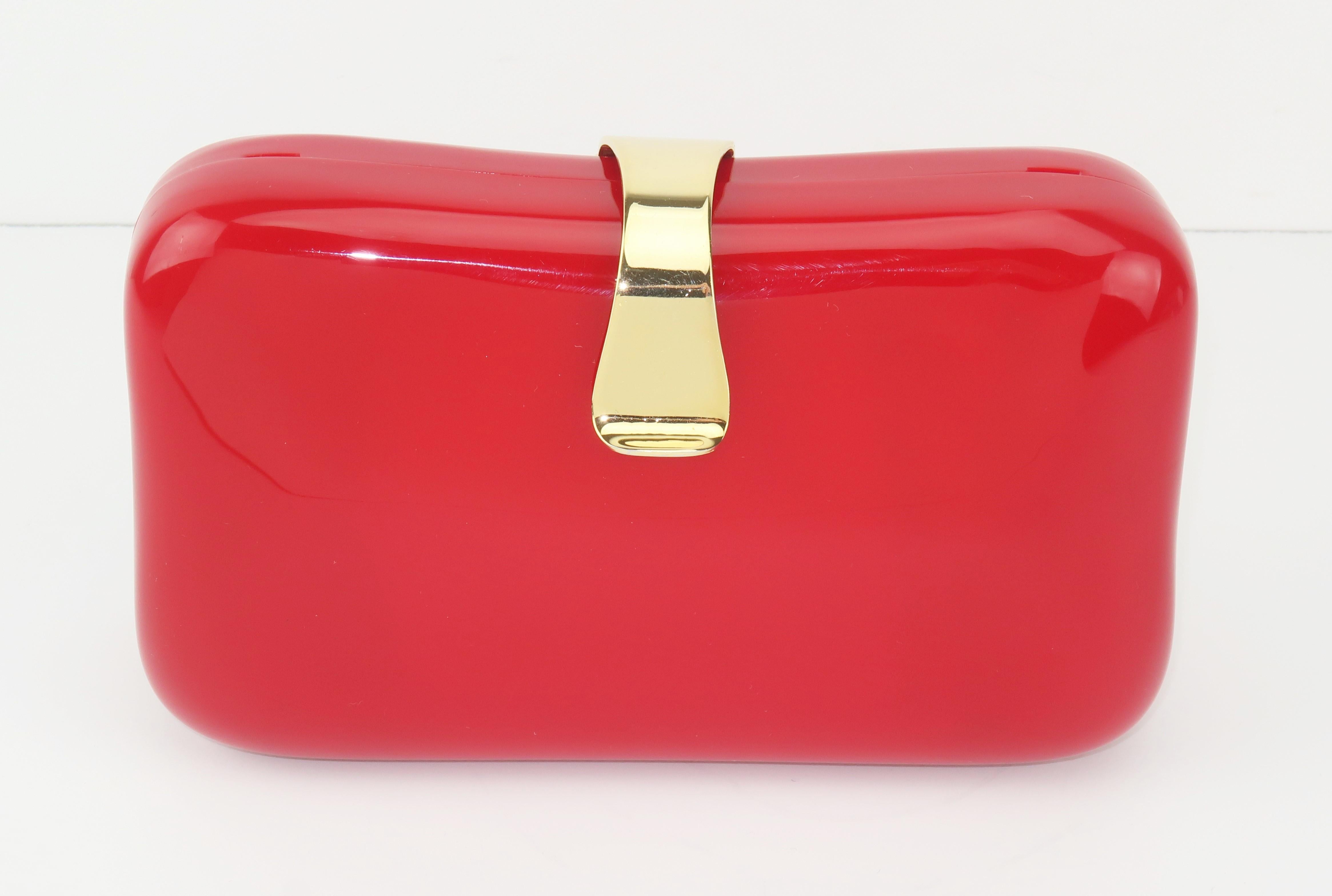 Lipstick Red Lucite Box Handbag, 1980's 2