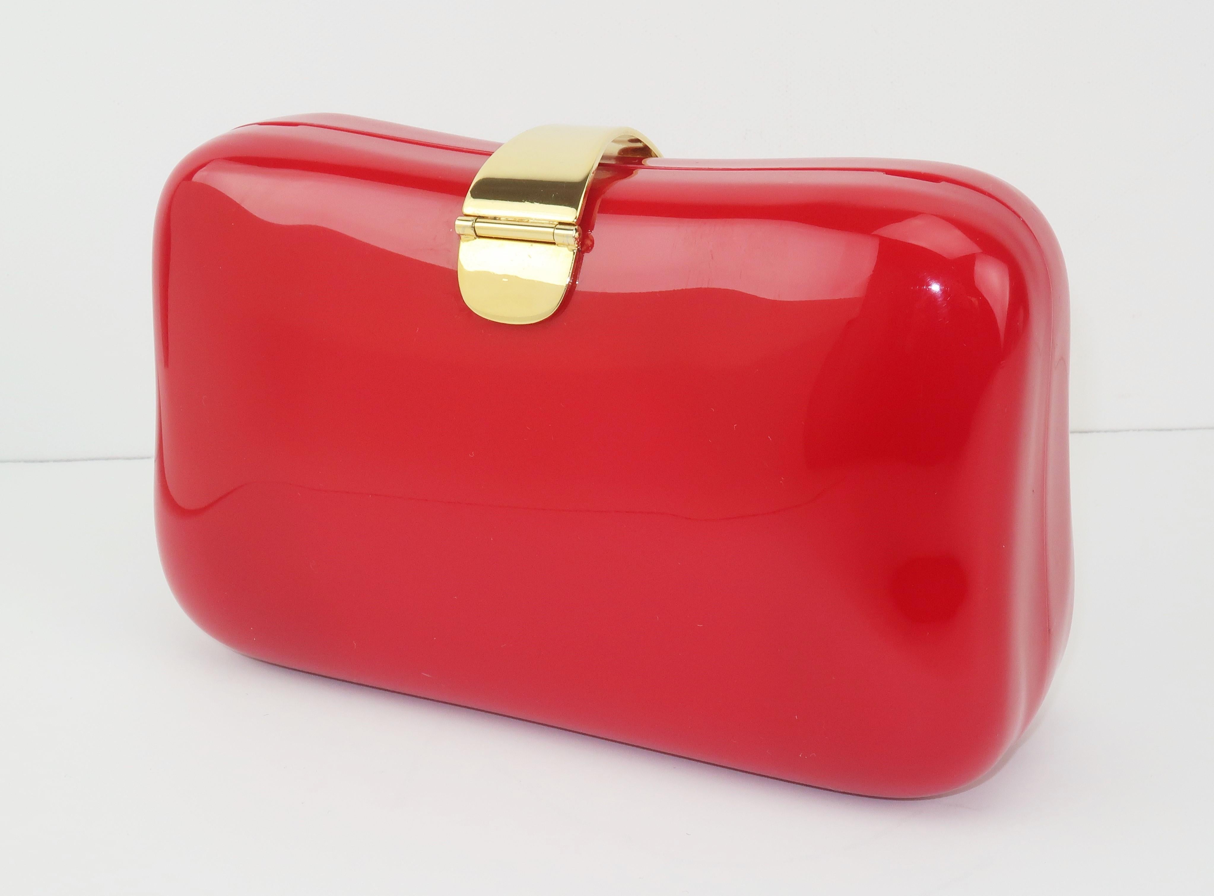 Lipstick Red Lucite Box Handbag, 1980's 3