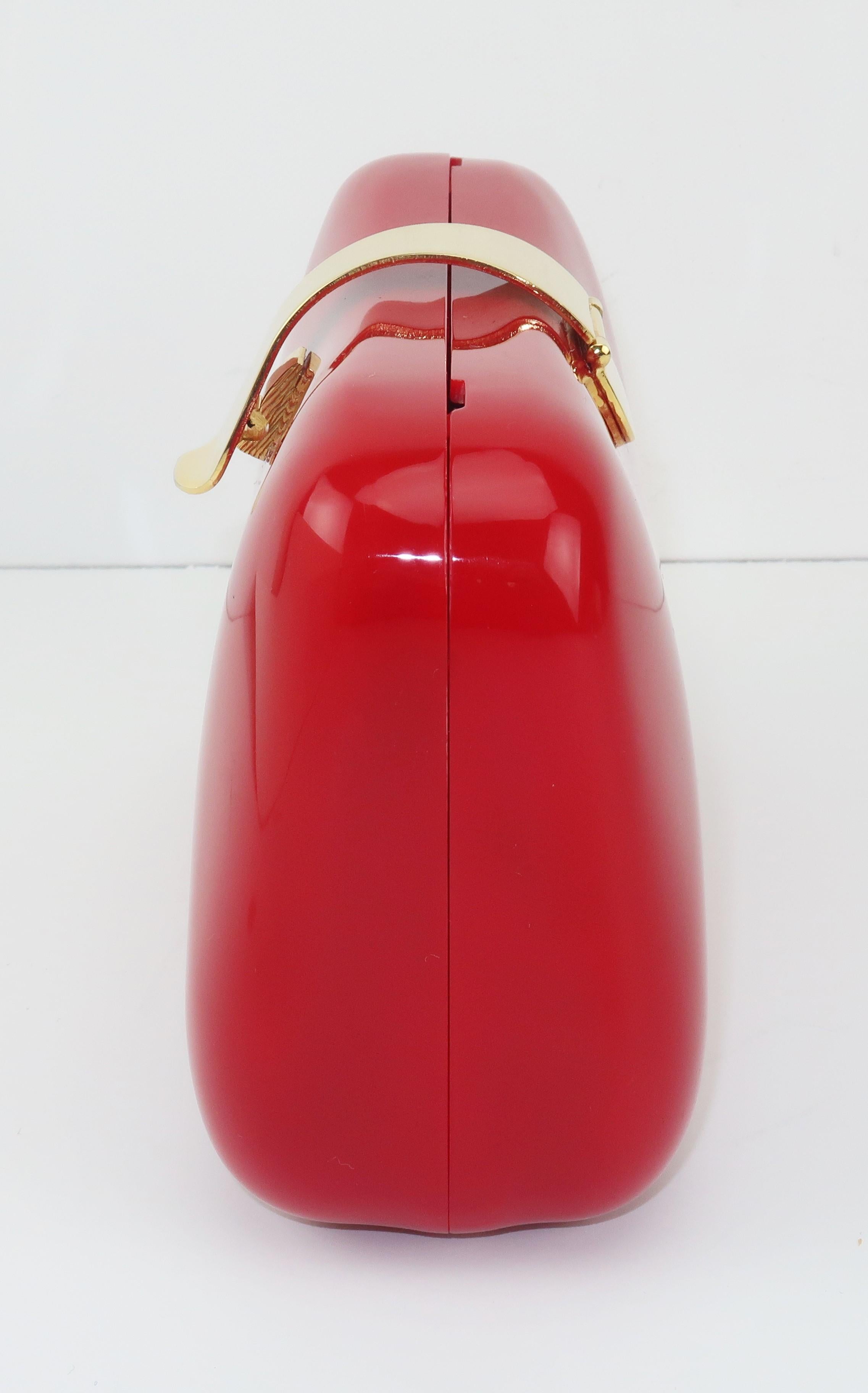 Lipstick Red Lucite Box Handbag, 1980's 4