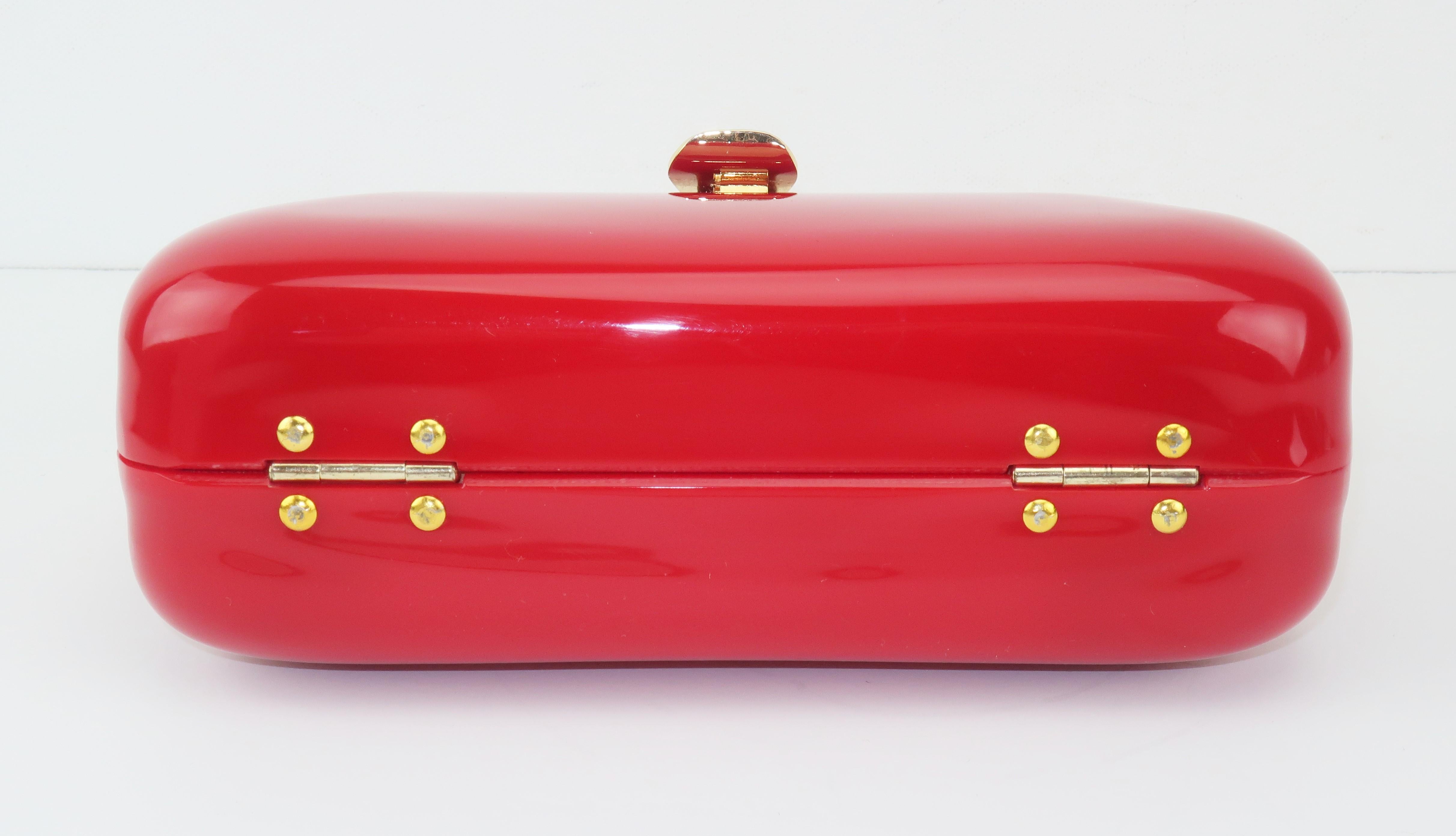 Lipstick Red Lucite Box Handbag, 1980's 5