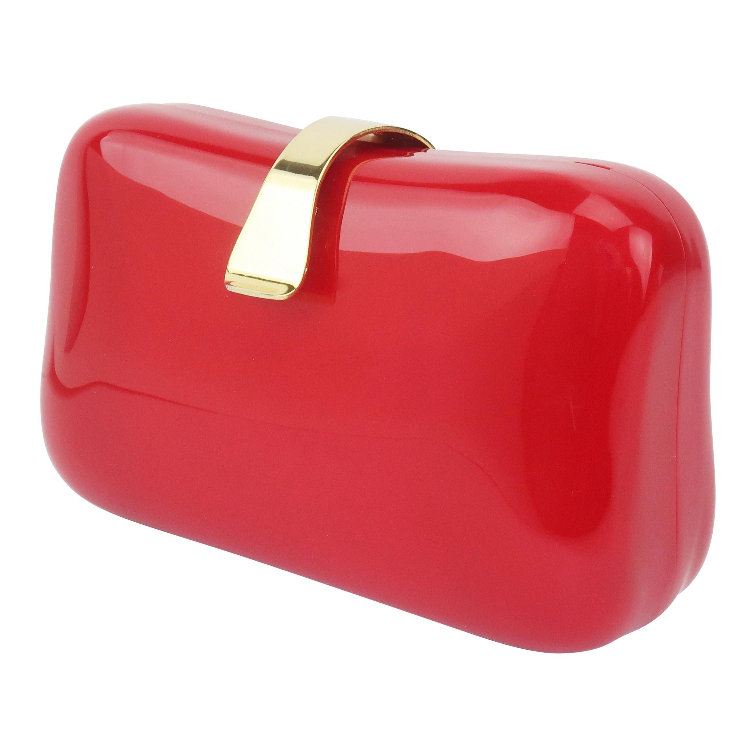Lipstick Red Lucite Box Handbag, 1980's