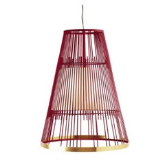 Lipstick Up Suspension Lamp with Brass Ring by Dooq