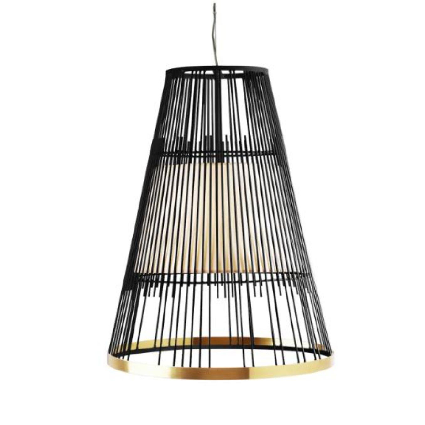 Modern Lipstick Up Suspension Lamp with Brass Ring by Dooq For Sale