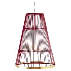 Lipstick Up Suspension Lamp with Brass Ring by Dooq