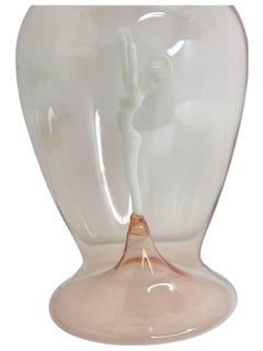Liqueur Decanter Light Pink Glass, Nude Lady, Bimini Art Vintage Austria