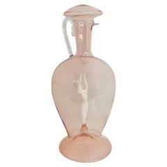 Licor Decantador Cristal Rosa Claro, Dama Desnuda, Bimini Art Vintage Austria