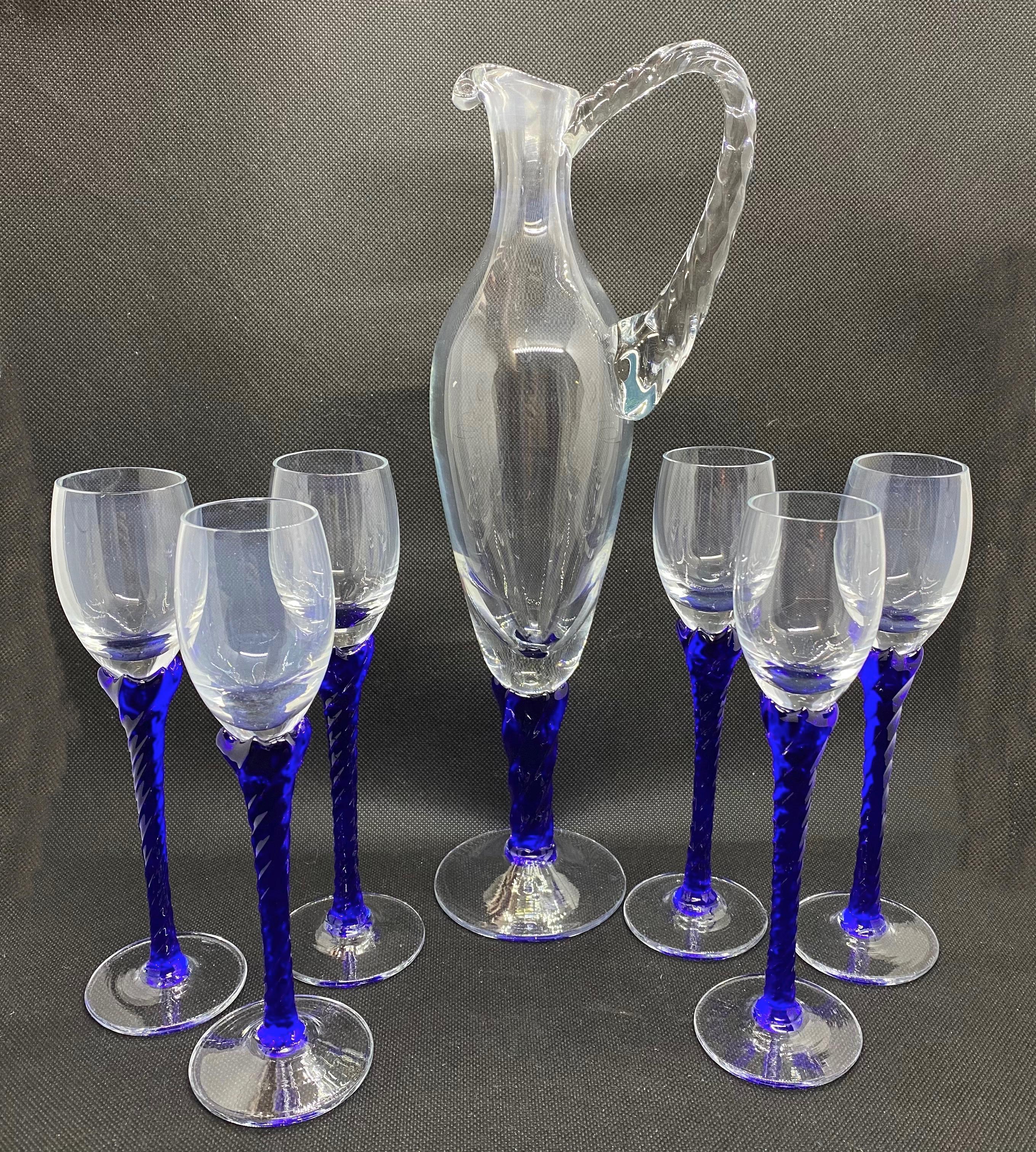 Liqueur Set Stemware and Decanter Mid-Century Modern, Murano Italy 1980s For Sale 2