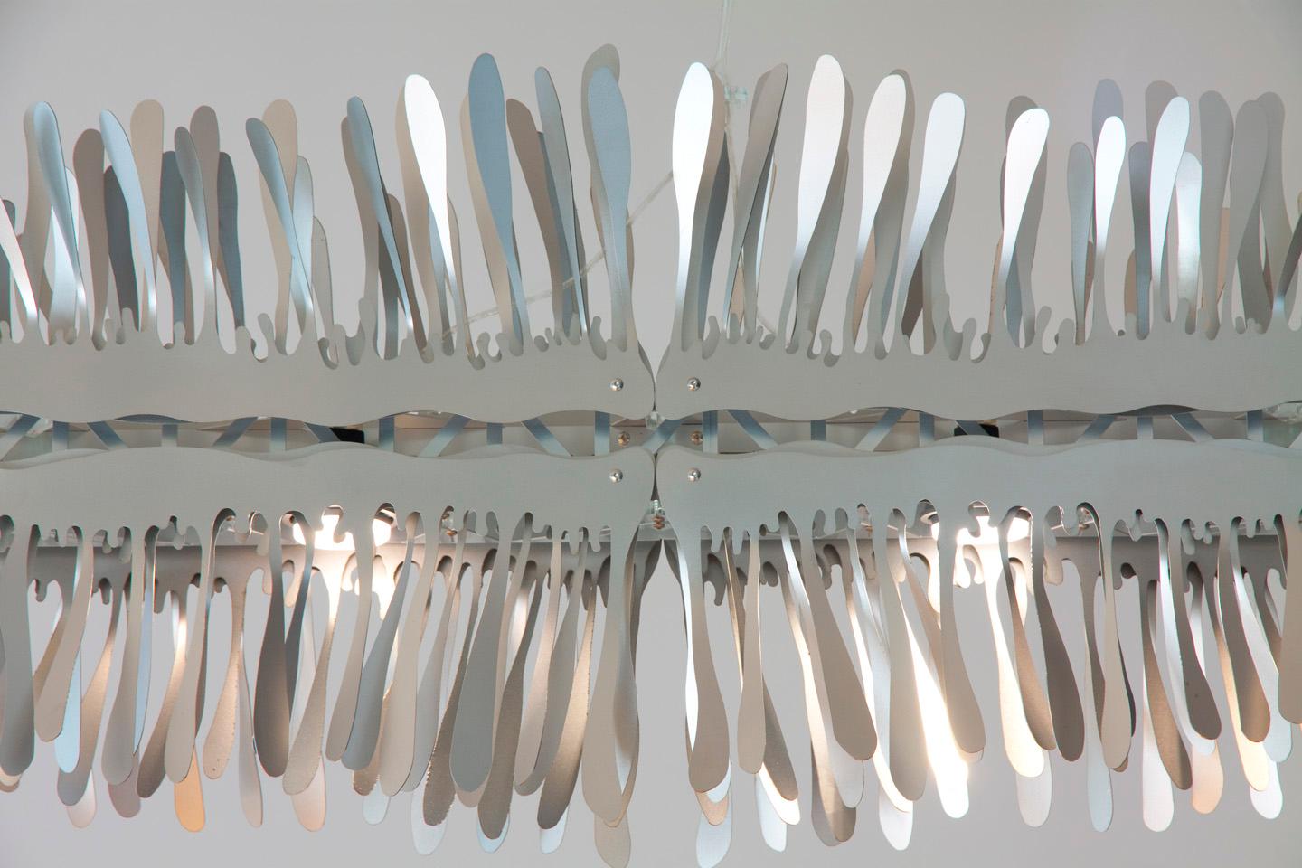 Organic Modern Liquid 48” Linear Chandelier in Stainless Steel by David D’Imperio For Sale