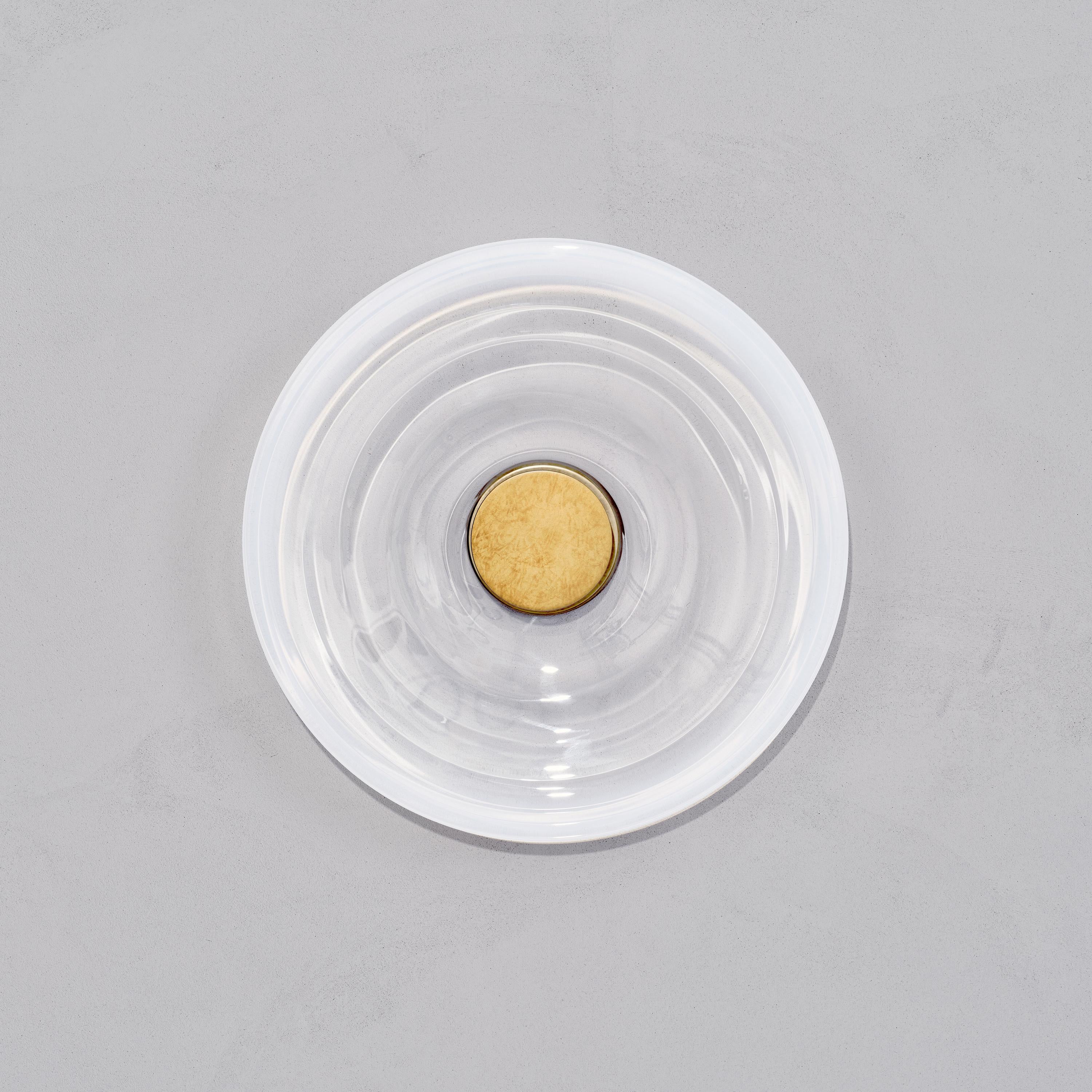 Organic Modern 'Liquid Alabaster' Hand-Blown White Gradient Glass & Aged Brass Wall Light For Sale