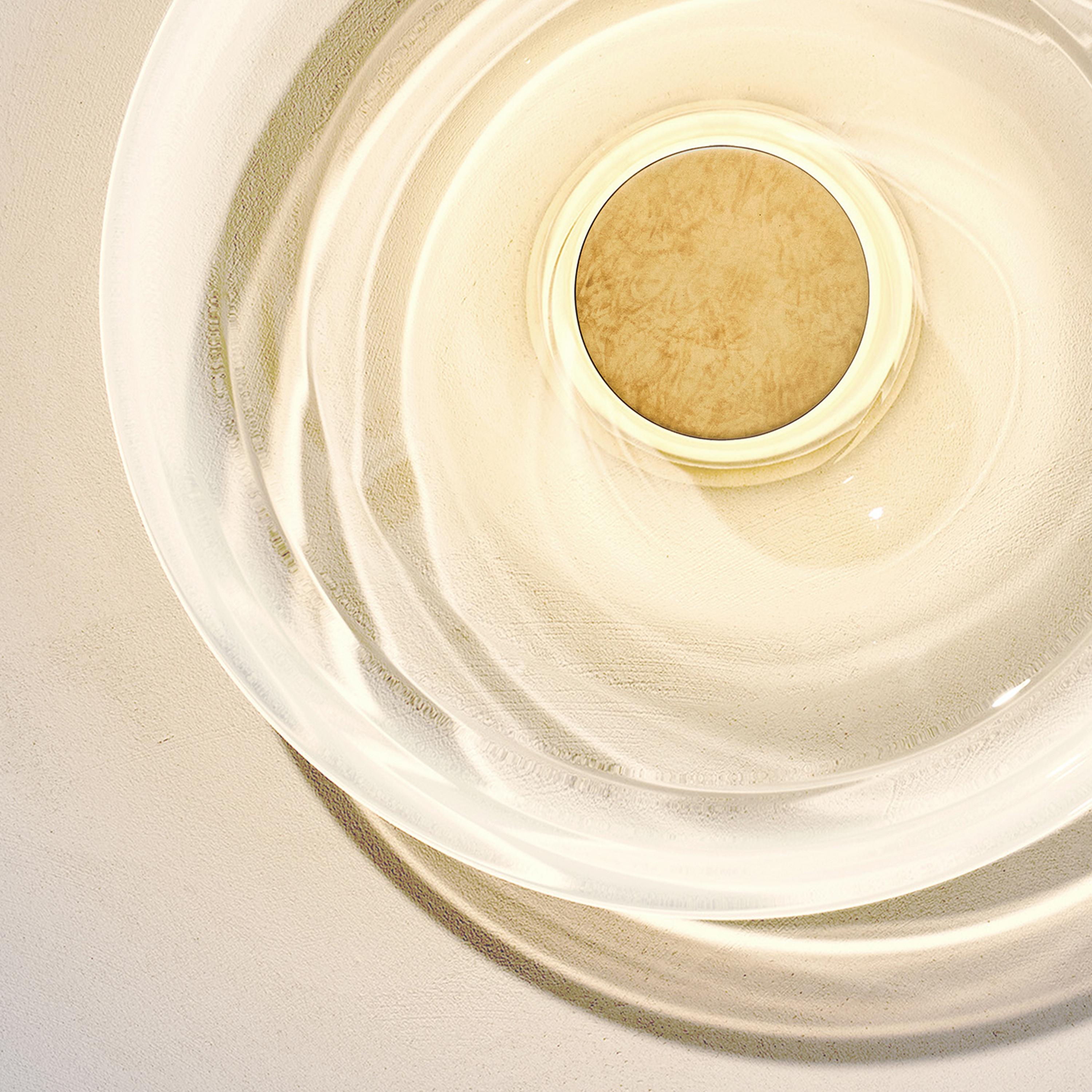Contemporary 'Liquid Alabaster' Hand-Blown White Gradient Glass & Aged Brass Wall Light For Sale