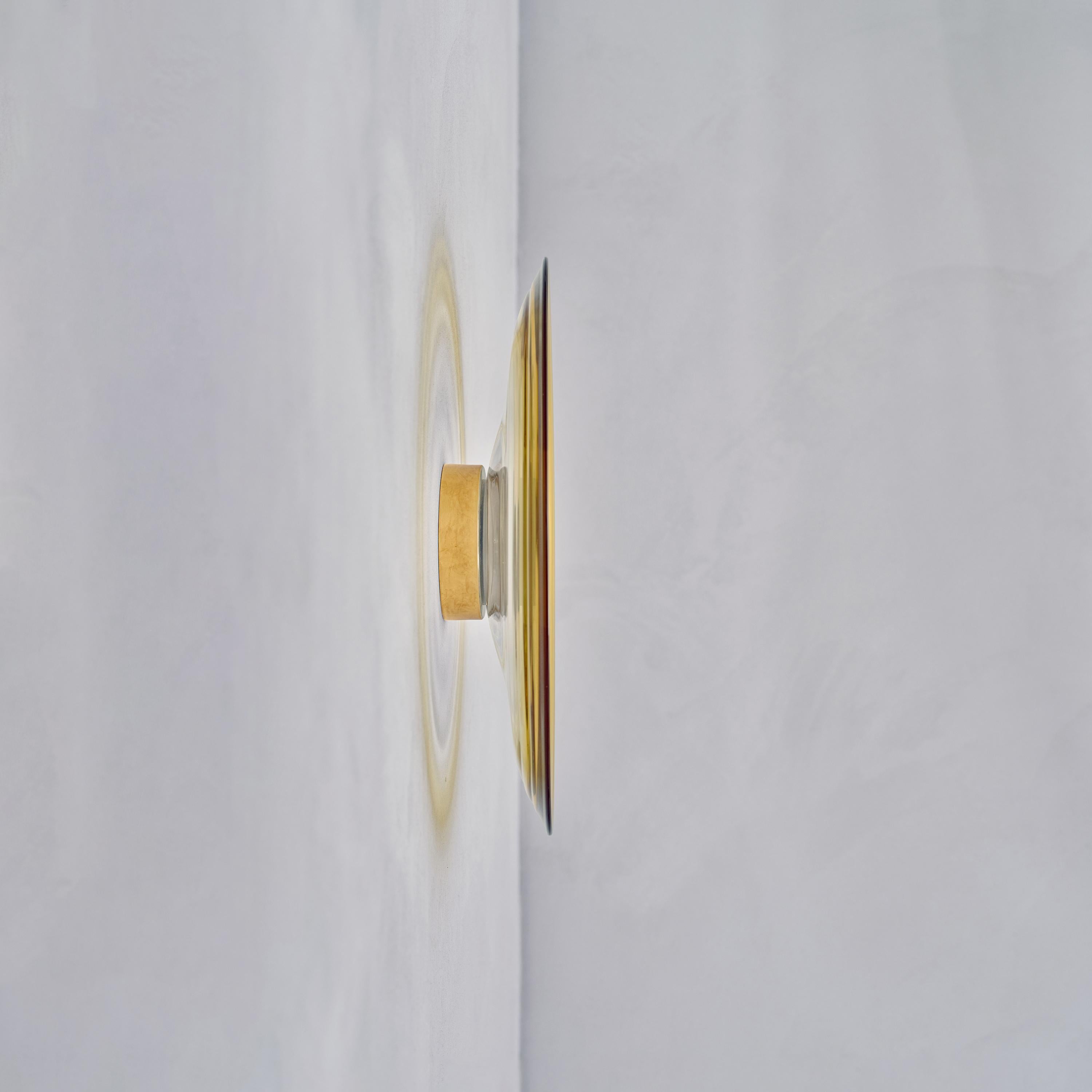 'Liquid Amber' Hand-Blown Yellow Gradient Glass & Aged Brass Wall Light, Sconce In New Condition For Sale In London, England