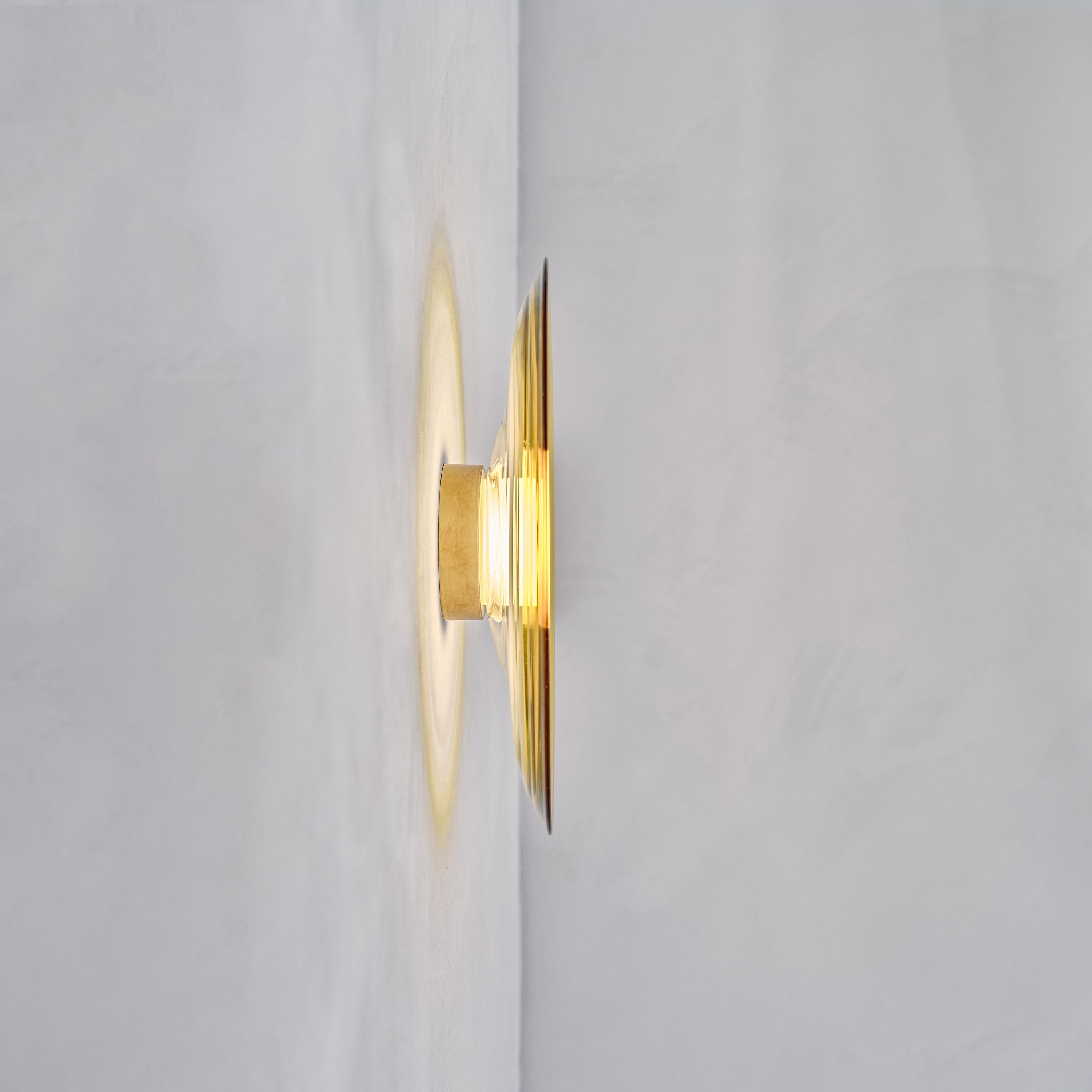 Hand-Crafted 'Liquid Amber' Hand-Blown Yellow Gradient Glass & Aged Brass Wall Light, Sconce For Sale