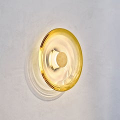 'Liquid Amber' Hand-Blown Yellow Gradient Glass & Aged Brass Wall Light, Sconce