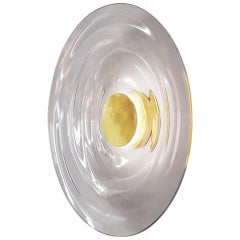 'Liquid Clear' Hand-Blown Clear Glass and Aged Brass Wall Light, Sconce