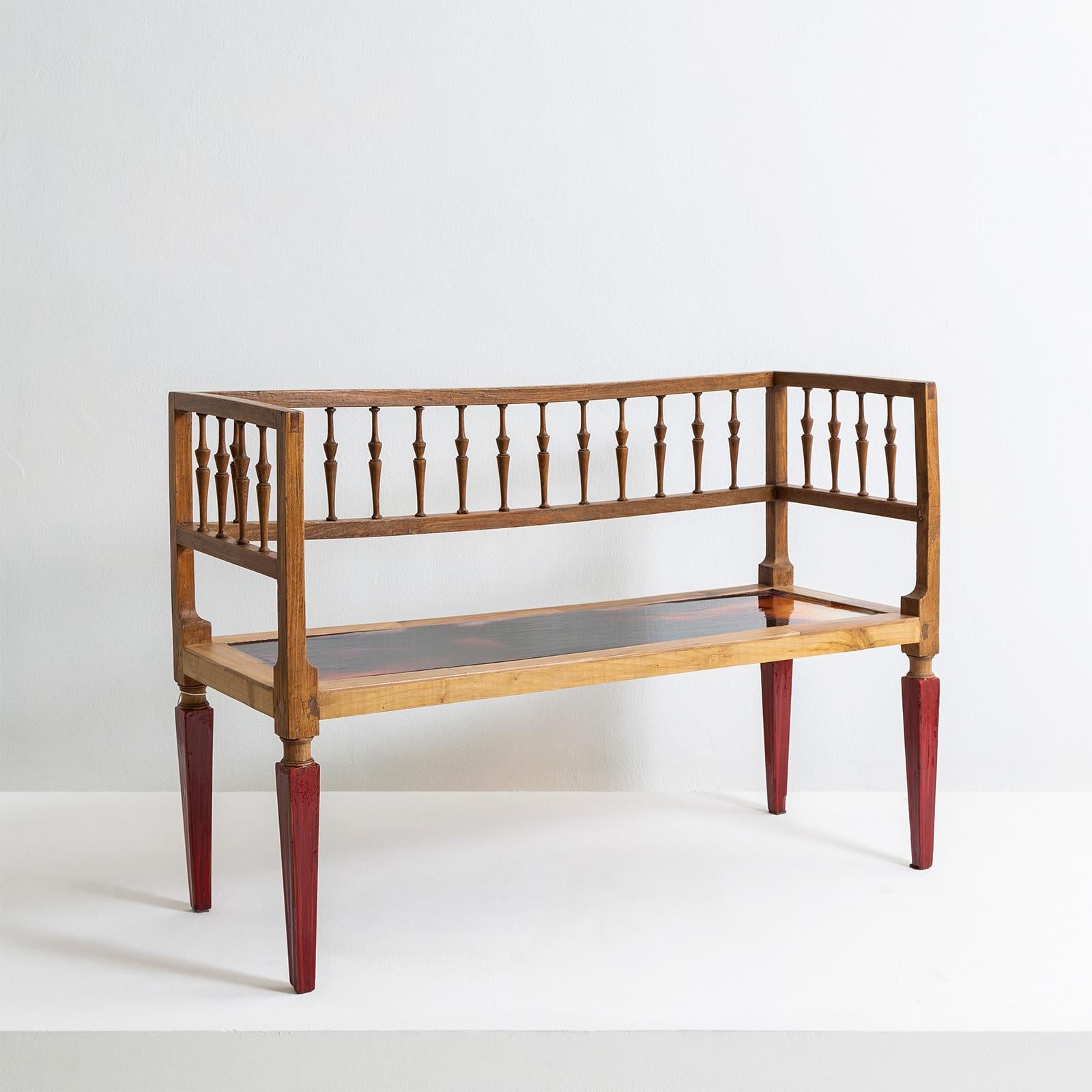 Liquid Color Bench in Elm Wood with Colored Resin Seat by Hillsideout ...