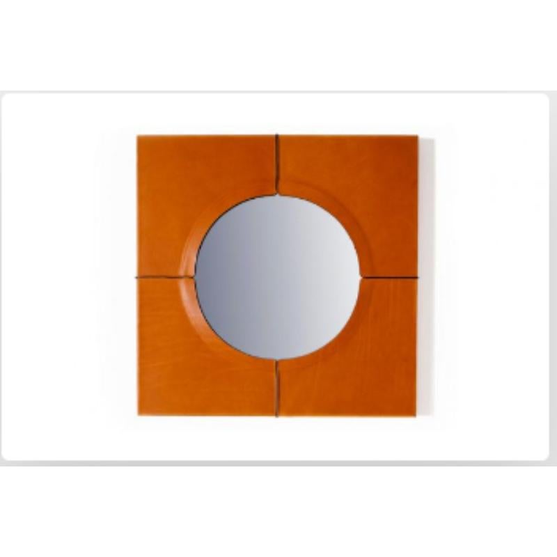 italien Liquid Days Wall Mirror with Faux Leather Frame by Oscar Maschera en vente
