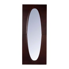 Liquid Days Wall Mirror with Faux Leather Frame by Oscar Maschera