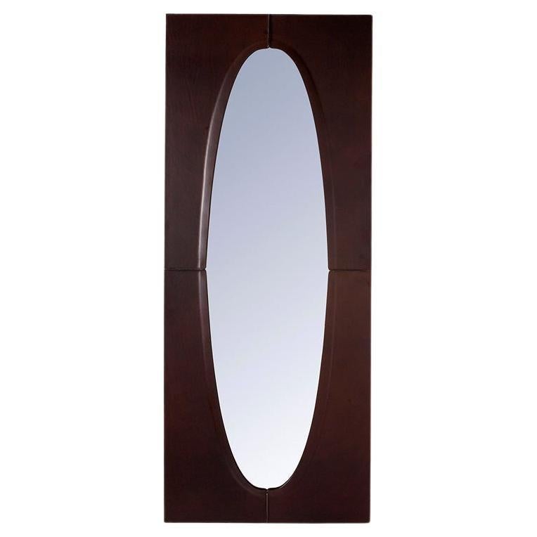 Liquid Days Wall Mirror with Faux Leather Frame by Oscar Maschera