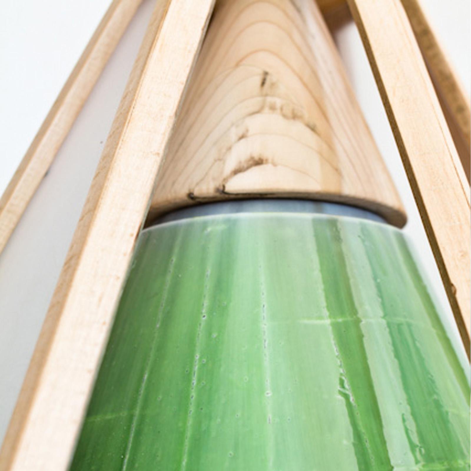 Italiano Lampada a sospensione Kuken verde 'Liquid' con cornice in legno di Hillsideout in vendita