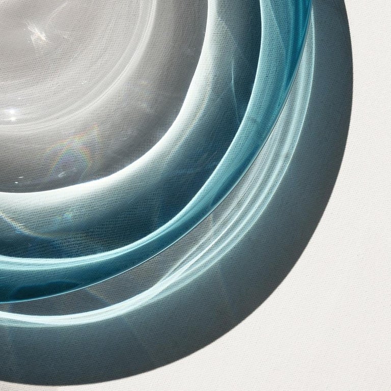 'Liquid Ocean' Hand-Blown Blue Gradient Glass & Aged Brass Wall Light, Sconce For Sale 2