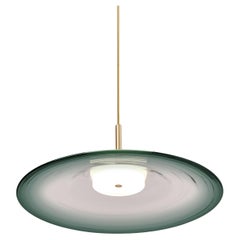 ‘Liquid Pendant Jade’ Handmade Green Gradient Glass & Satin Brass Ceiling Light