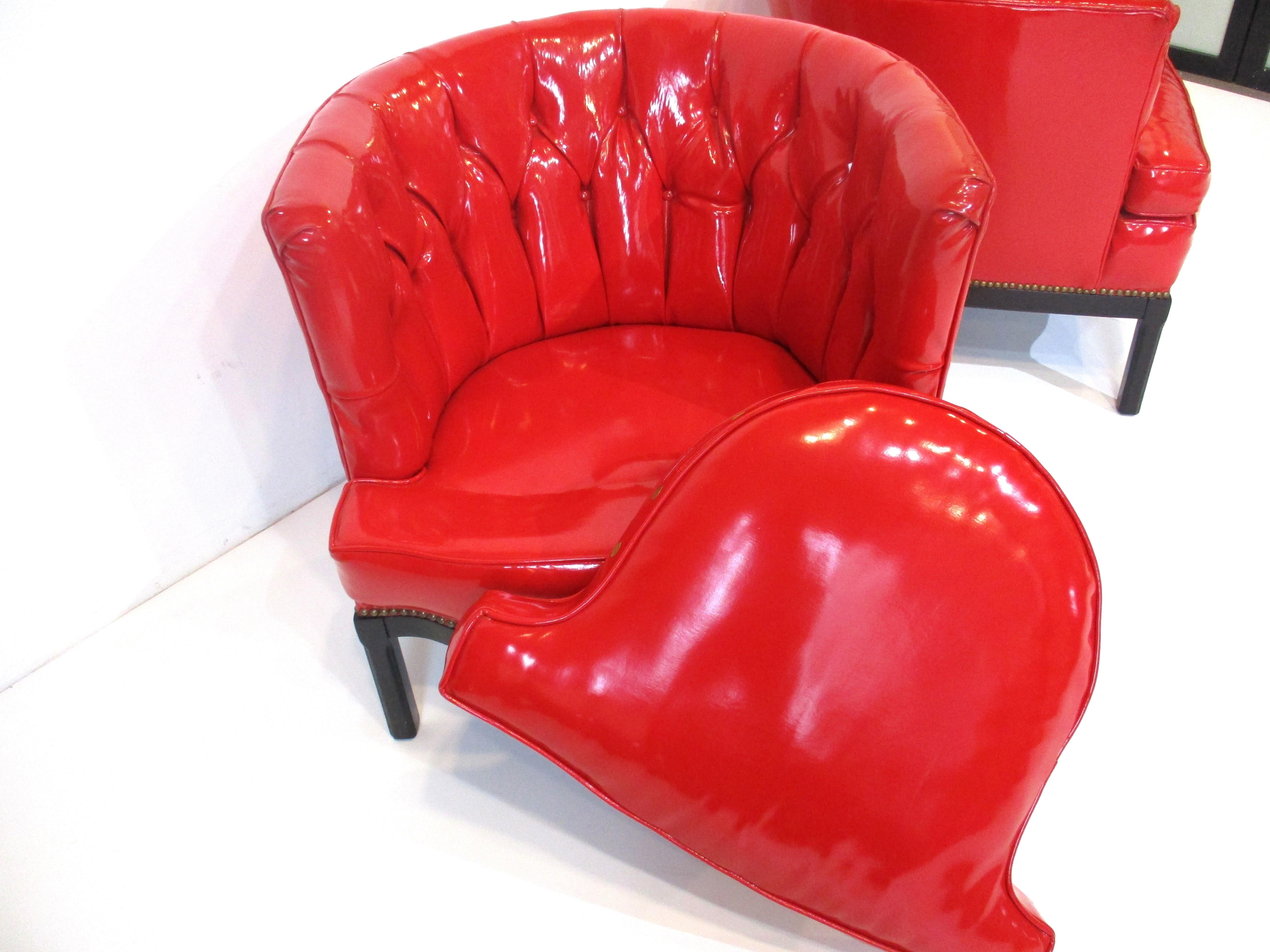 Liquid Red Club Chairs by Erwin Lambeth For Sale 6