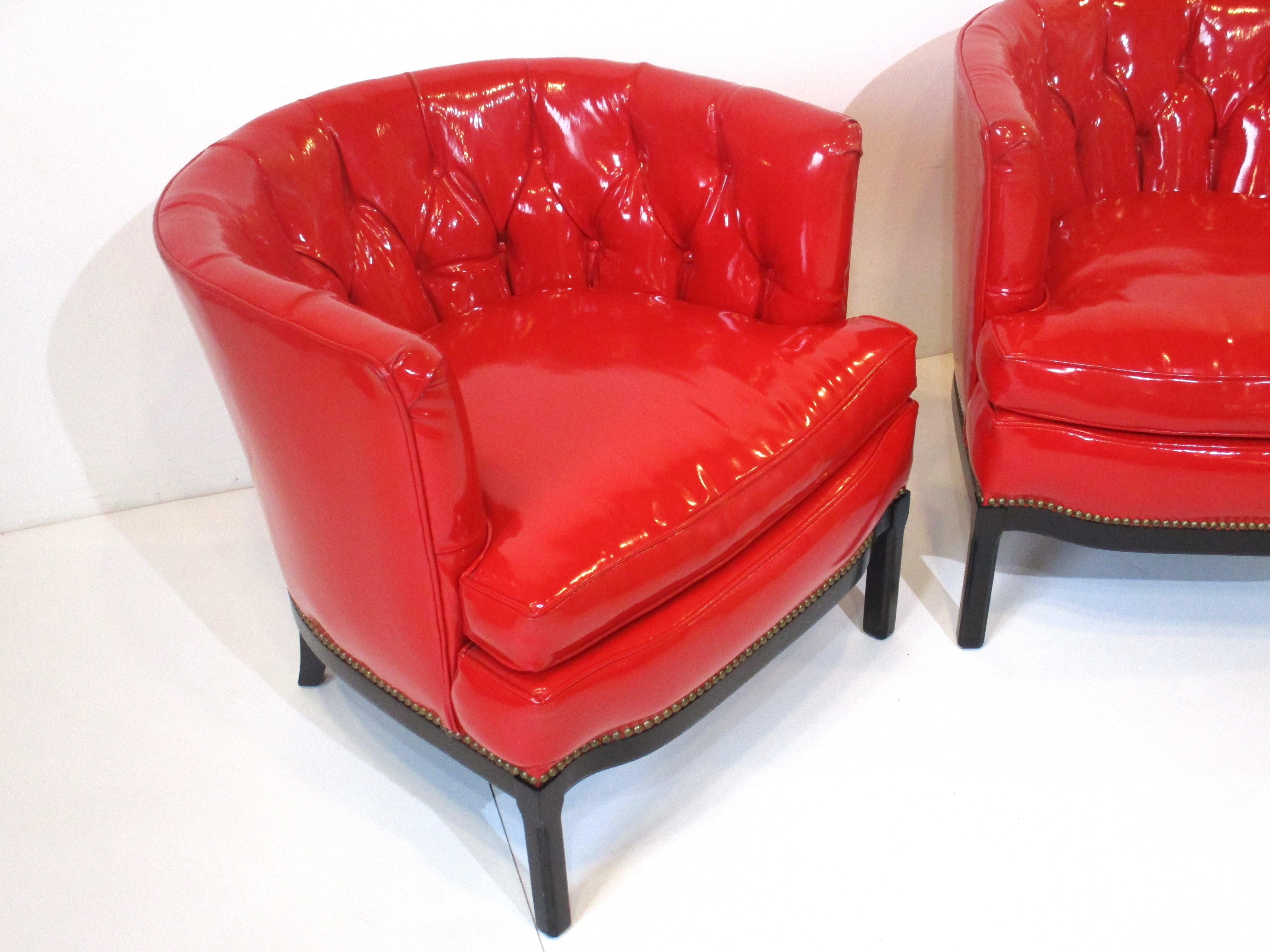 Mid-Century Modern Liquid Red Club Chairs by Erwin Lambeth