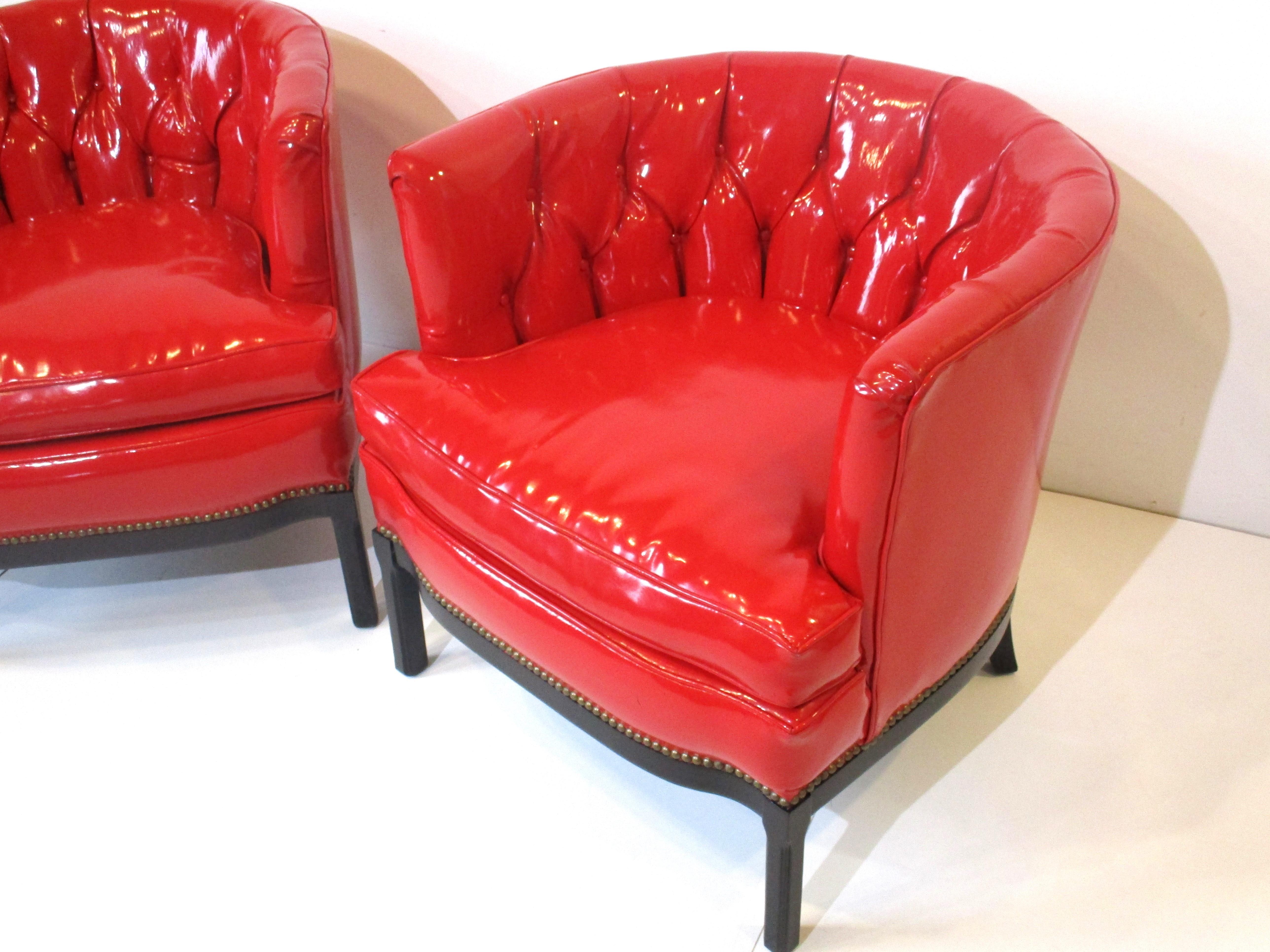 American Liquid Red Club Chairs by Erwin Lambeth For Sale